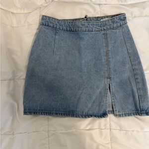 Lioness Blue Denim Mini Skirt with Zipper
